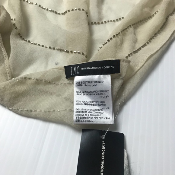 INC champagne line beaded evening shawl scarf - Picture 4 of 6